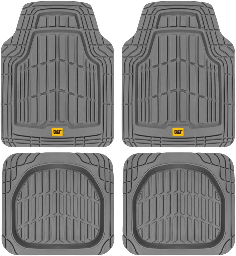 ® Toughride™ Heavy-Duty 4 Piece Rubber All Season Floor Mats for Car Truck Van SUV, Black - Premium Trim to Fit Car Floor Mat, All Weather Deep Dish Automotive Floor Mats, Total Dirt Protection