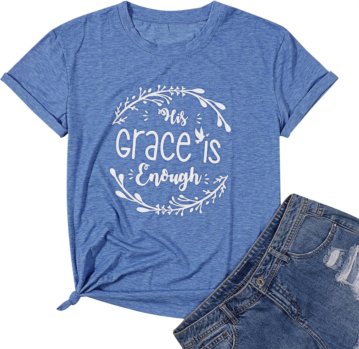 Christian Shirts for Women His Grace Is Enough T Shirt Easter Jesus Short Sleeve Casual Tee Tops