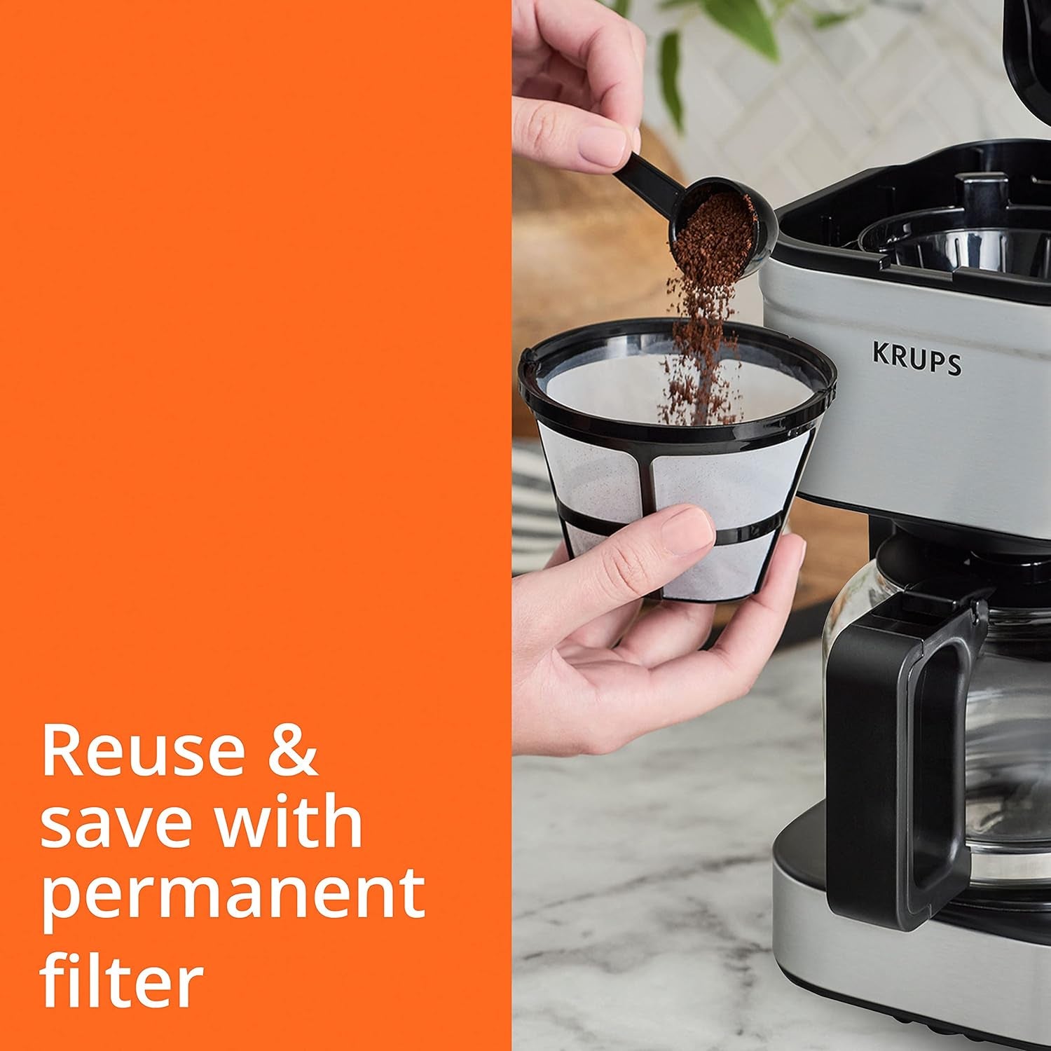 Simply Brew Stainless Steel Drip Coffee Maker 5 Cup, Keep Warm Function, Reusable Coffee Filter, Ultra Compact 650 Watts Coffee Filter, Drip Free, Dishwasher Safe Pot, Silver and Black