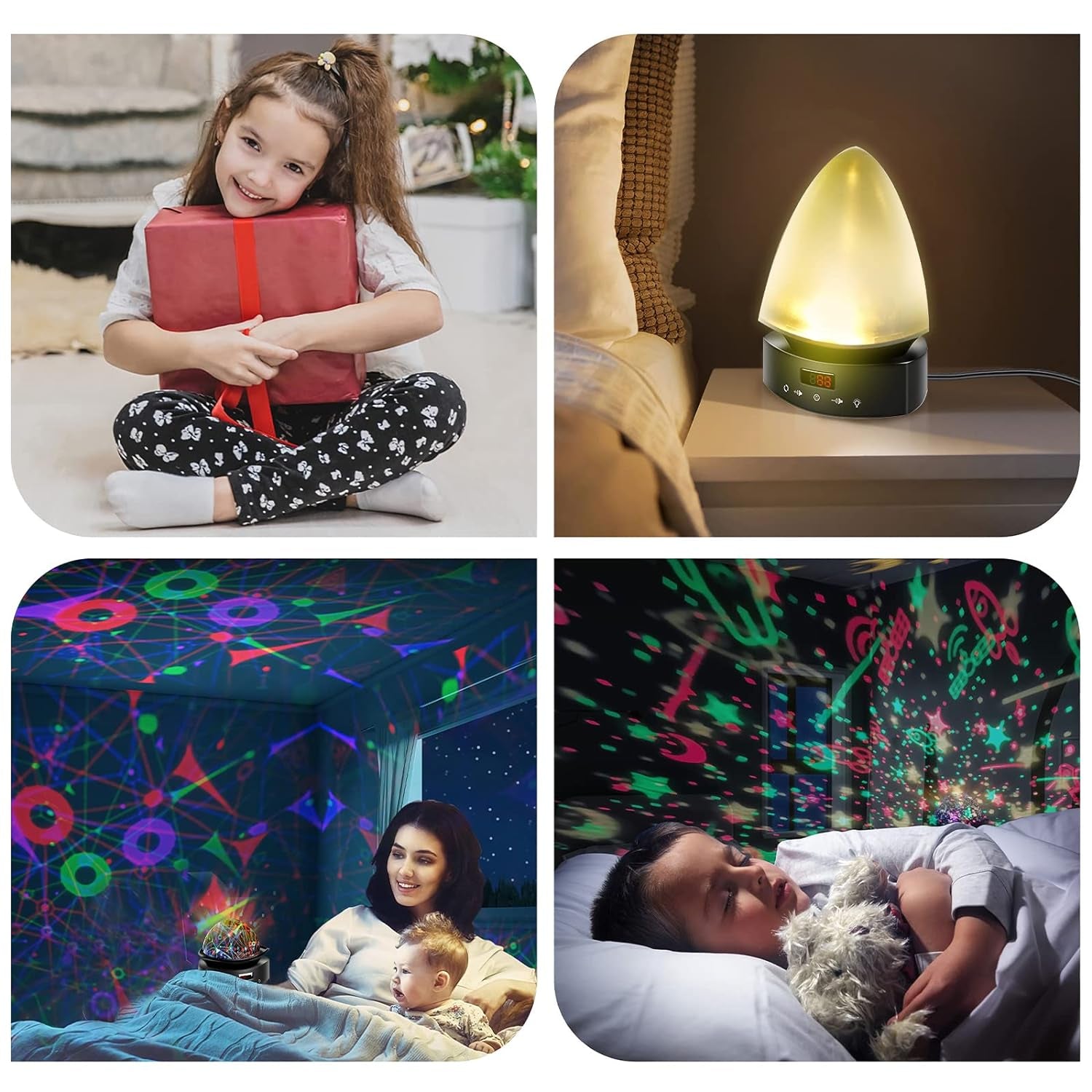 Kids Night Light Projector for Bedroom, Remote Baby Night Light with White Noise, Roating Sensory Lights with Bluetooth, Timer, 18 Lighting Modes, Christmas Gifts for Baby - Advanced