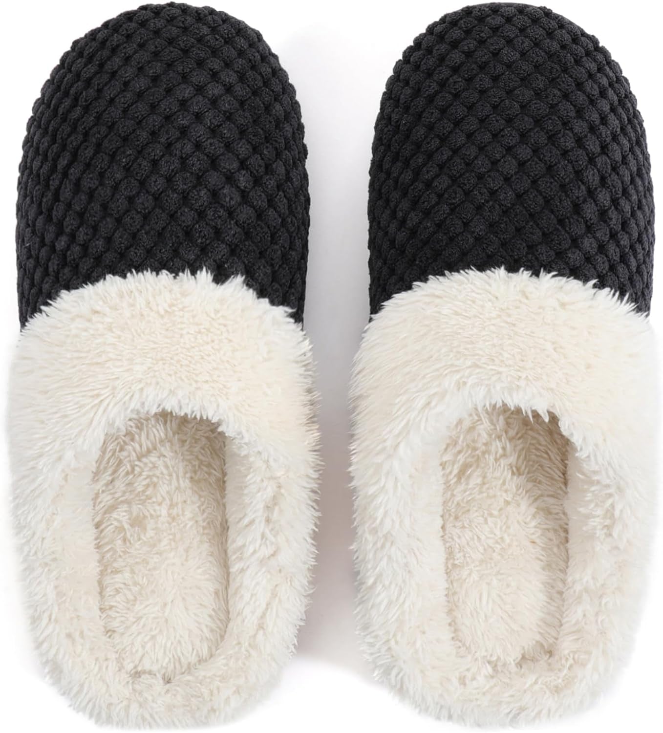 Women'S Lamb-Hug Comfy Fleece House Slippers Memory Foam, Slip-On House Shoes Indoor Outdoor