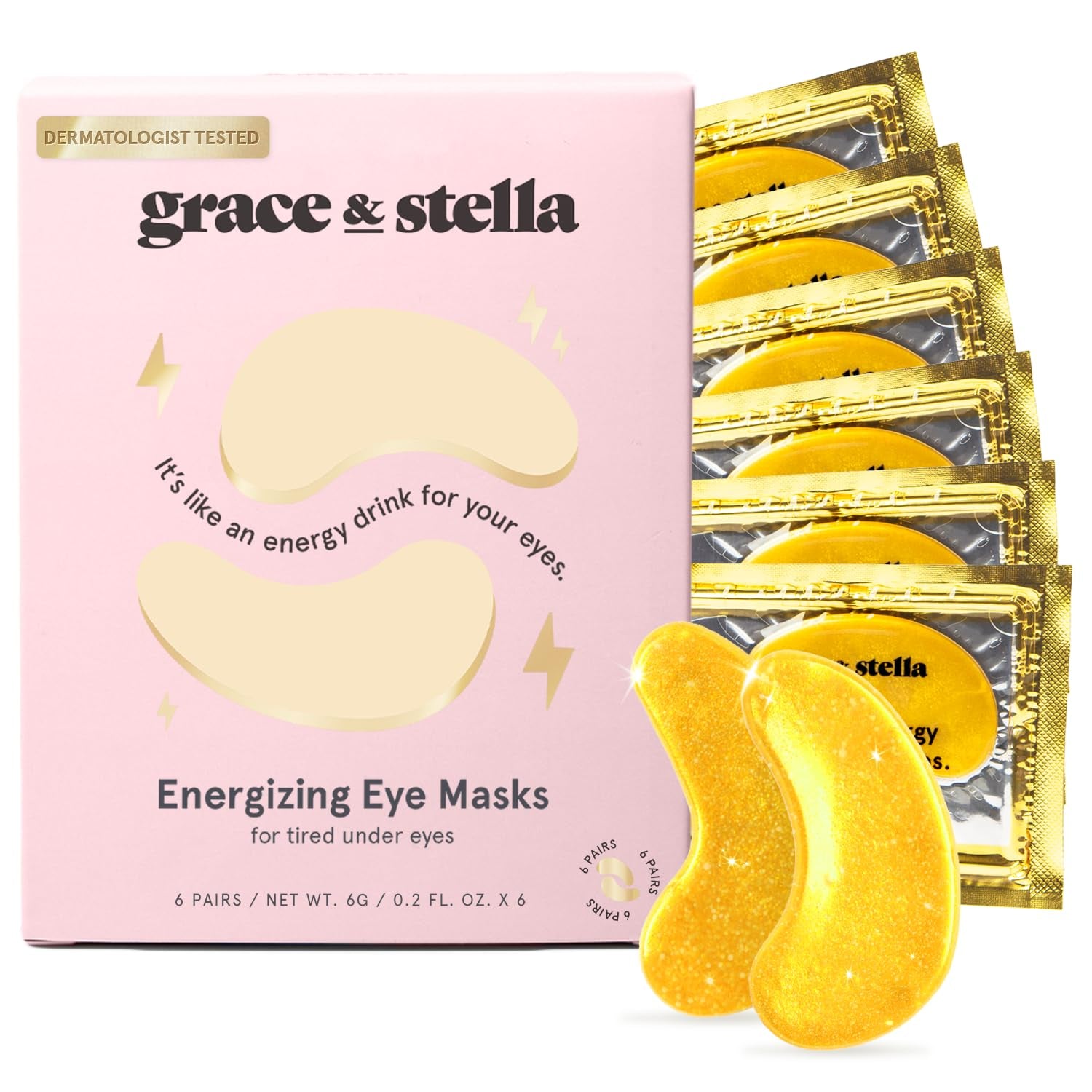 Under Eye Mask (Gold, 24 Pairs) Reduce Dark Circles, Puffy Eyes, Undereye Bags, Wrinkles - Gel under Eye Patches, Vegan Cruelty-Free Self Care by Grace and Stella