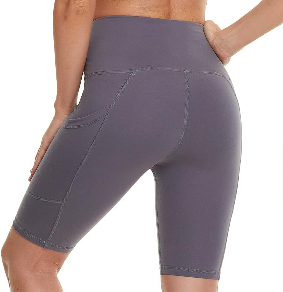 Yoga Shorts for Women – 5" High Waisted Biker Shorts with Pockets for Workout, Training, Running