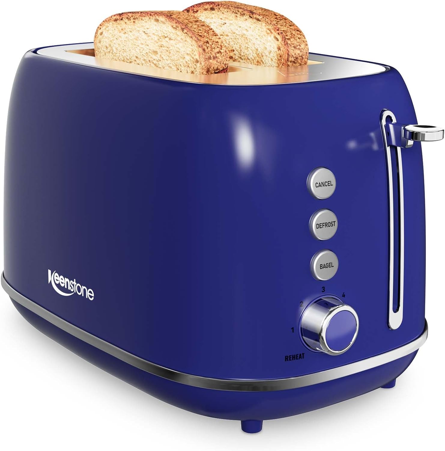 2 Slice Toaster Retro Stainless Steel Toaster with Bagel, Cancel, Defrost Function and 6 Bread Shade Settings Bread Toaster, Extra Wide Slot and Removable Crumb Tray (Black)