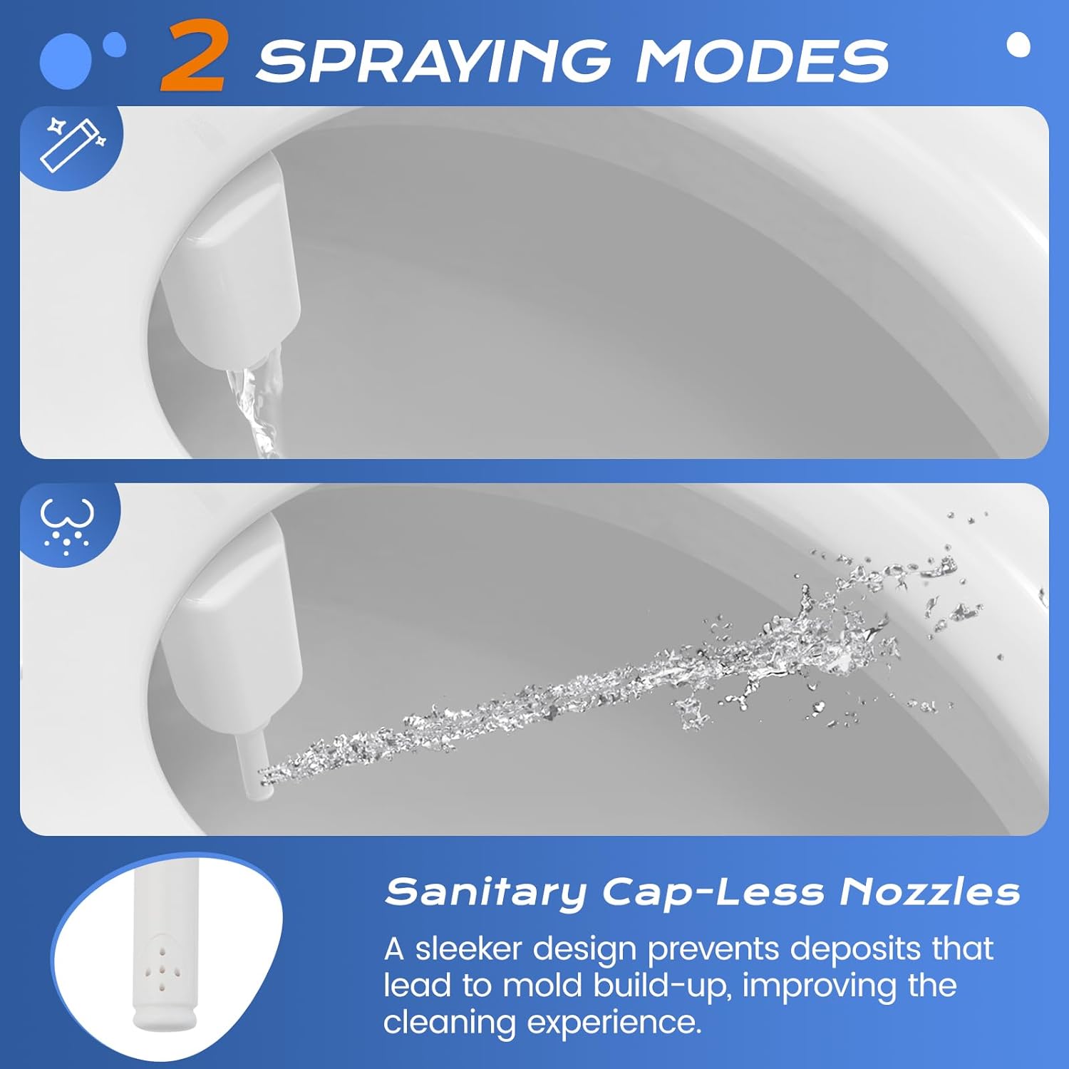 Ultra-Slim Bidet Attachment for Toilet - Self Cleaning Nozzle Hygienic Bidets for Existing Toilets with Adjustable Water Pressure Fresh Water Sprayer - Easy to Install