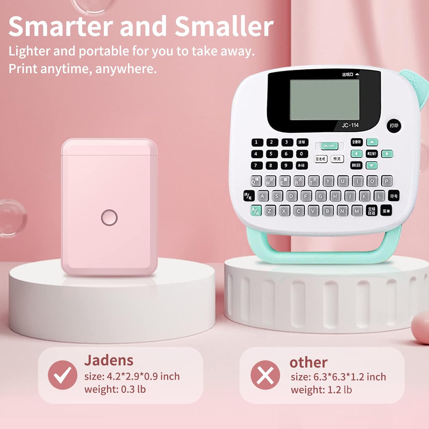 Label Maker Machine with Tape, Portable Bluetooth Label Printer for Storage, Light Pink