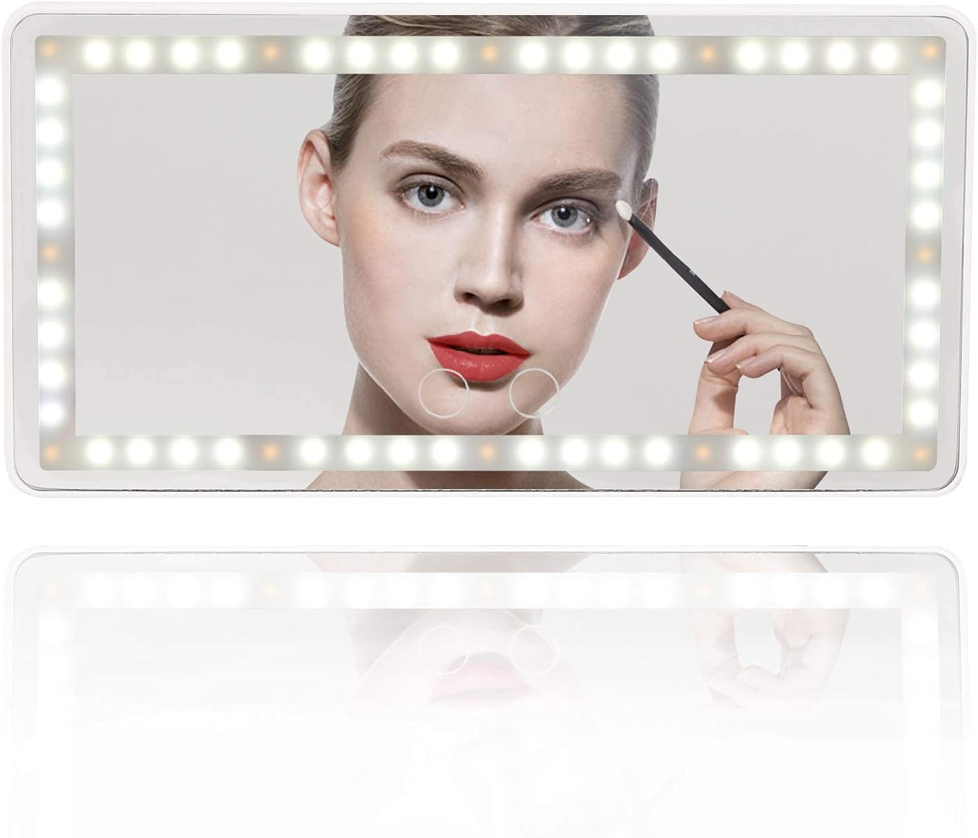Car Visor Vanity Mirror Rechargeable with 3 Light Modes & 60 Leds,Mirror for Truck SUV Rear View Dimmable Touch Screen,Car as a Gifts Women Valentine'S Day (White)