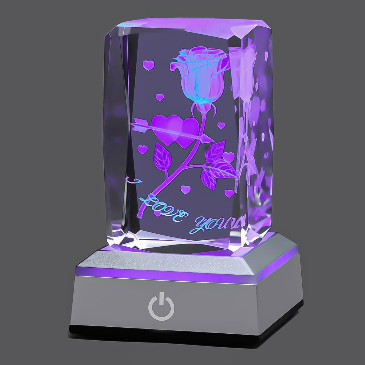 3D Rose Crystal Multicolor Nightlight - I Love You Decolamp - Perfect Valentines Day Gift Ideas for Her My Girlfriend Wife Mom - Unique Anniversary Birthday Presents