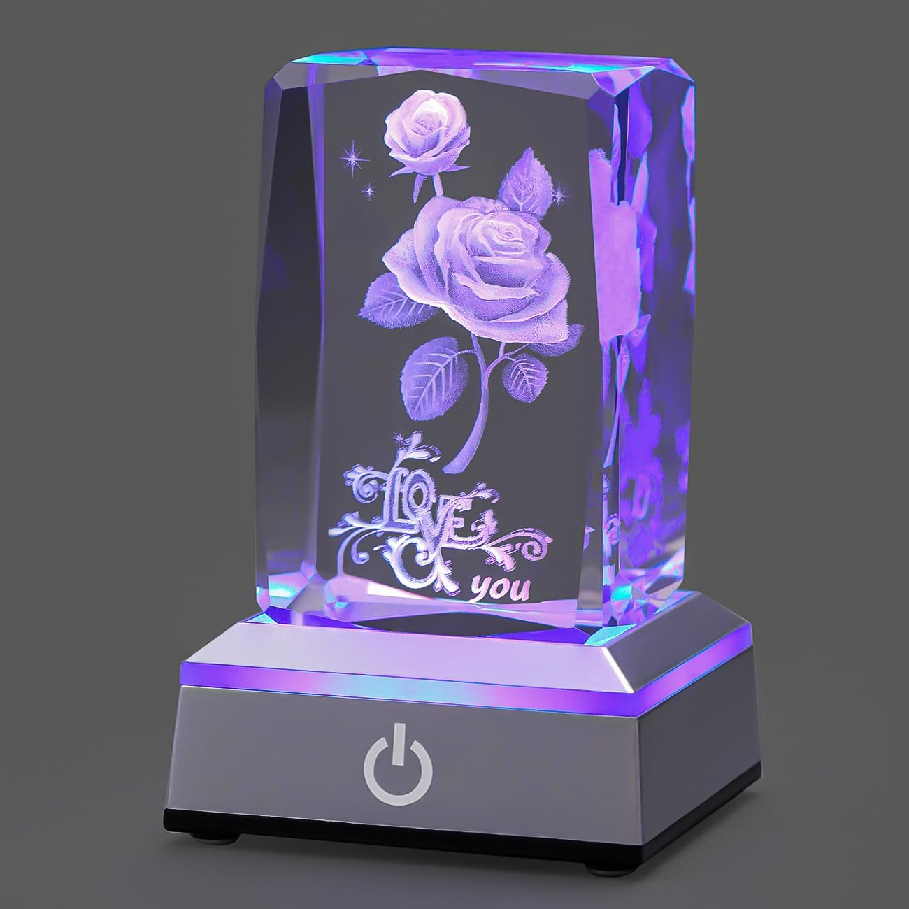 3D Rose Crystal Multicolor Nightlight - I Love You Decolamp - Perfect Valentines Day Gift Ideas for Her My Girlfriend Wife Mom - Unique Anniversary Birthday Presents