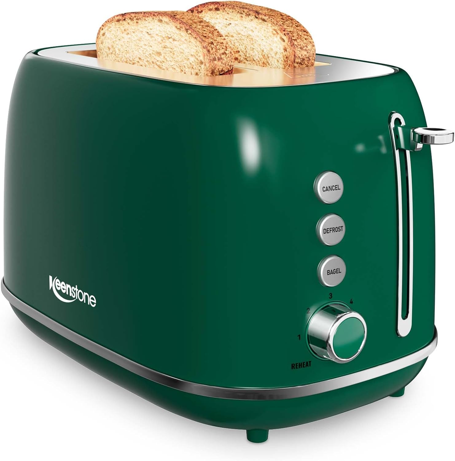 2 Slice Toaster Retro Stainless Steel Toaster with Bagel, Cancel, Defrost Function and 6 Bread Shade Settings Bread Toaster, Extra Wide Slot and Removable Crumb Tray (Black)