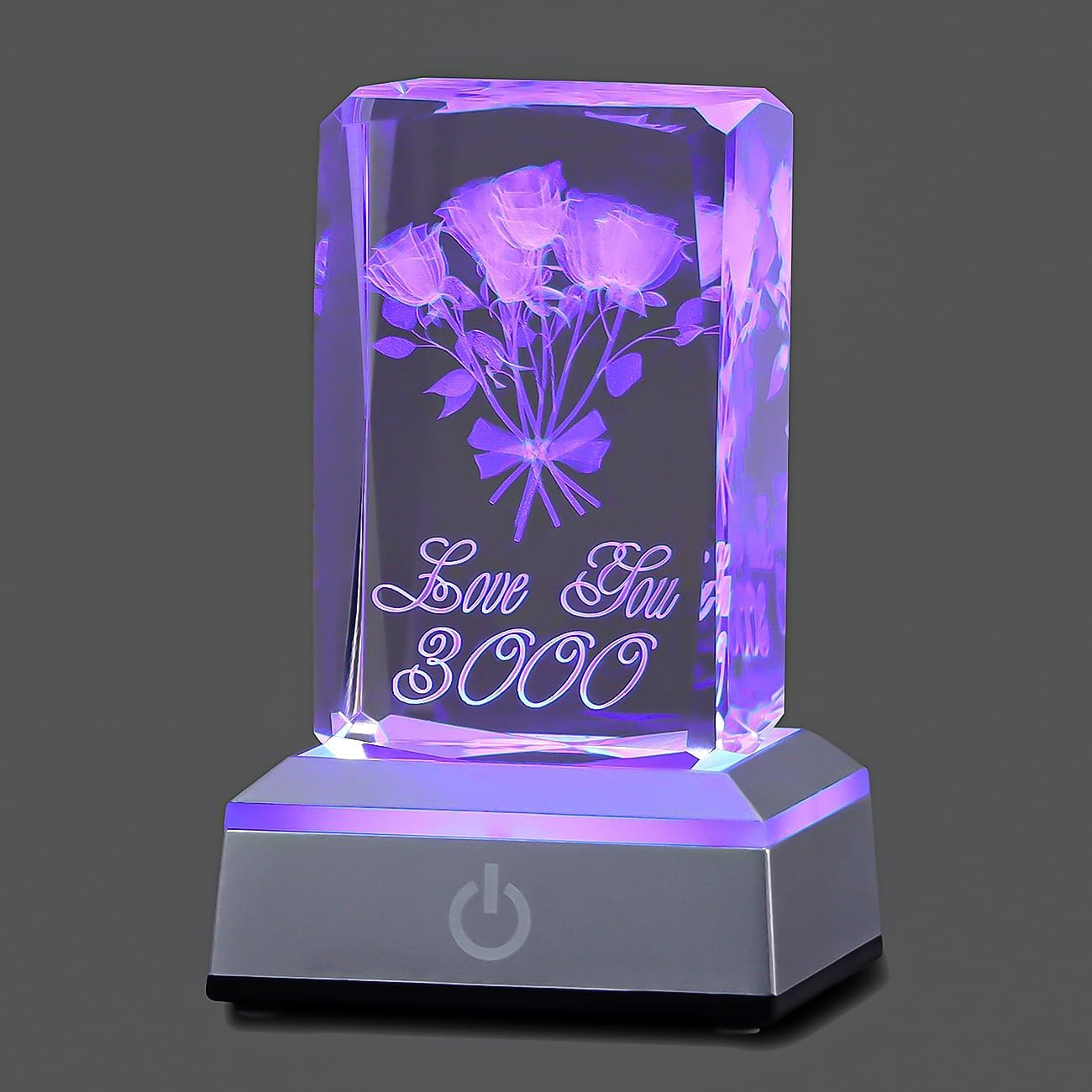 3D Rose Crystal Multicolor Nightlight - I Love You Decolamp - Perfect Valentines Day Gift Ideas for Her My Girlfriend Wife Mom - Unique Anniversary Birthday Presents