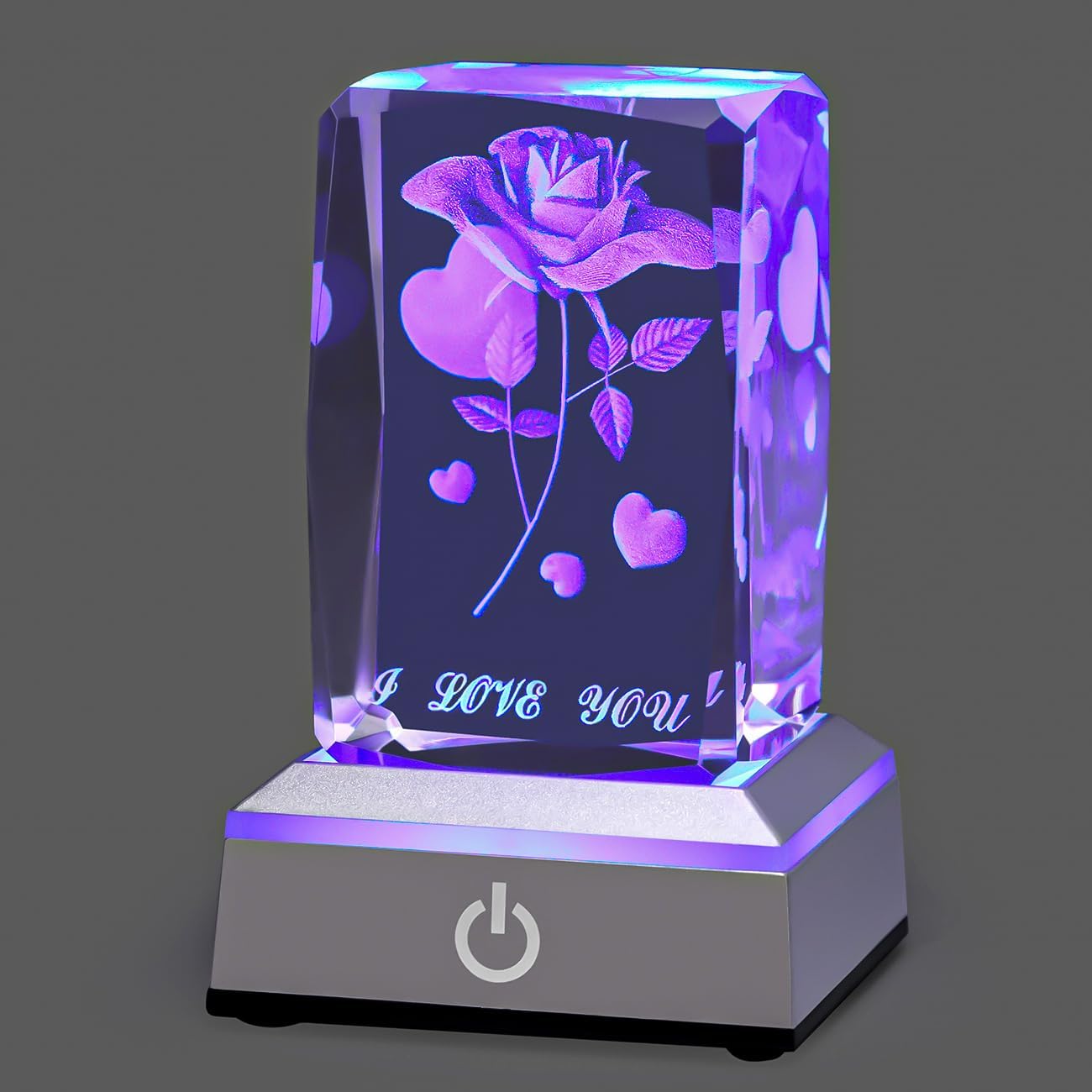 3D Rose Crystal Multicolor Nightlight - I Love You Decolamp - Perfect Valentines Day Gift Ideas for Her My Girlfriend Wife Mom - Unique Anniversary Birthday Presents