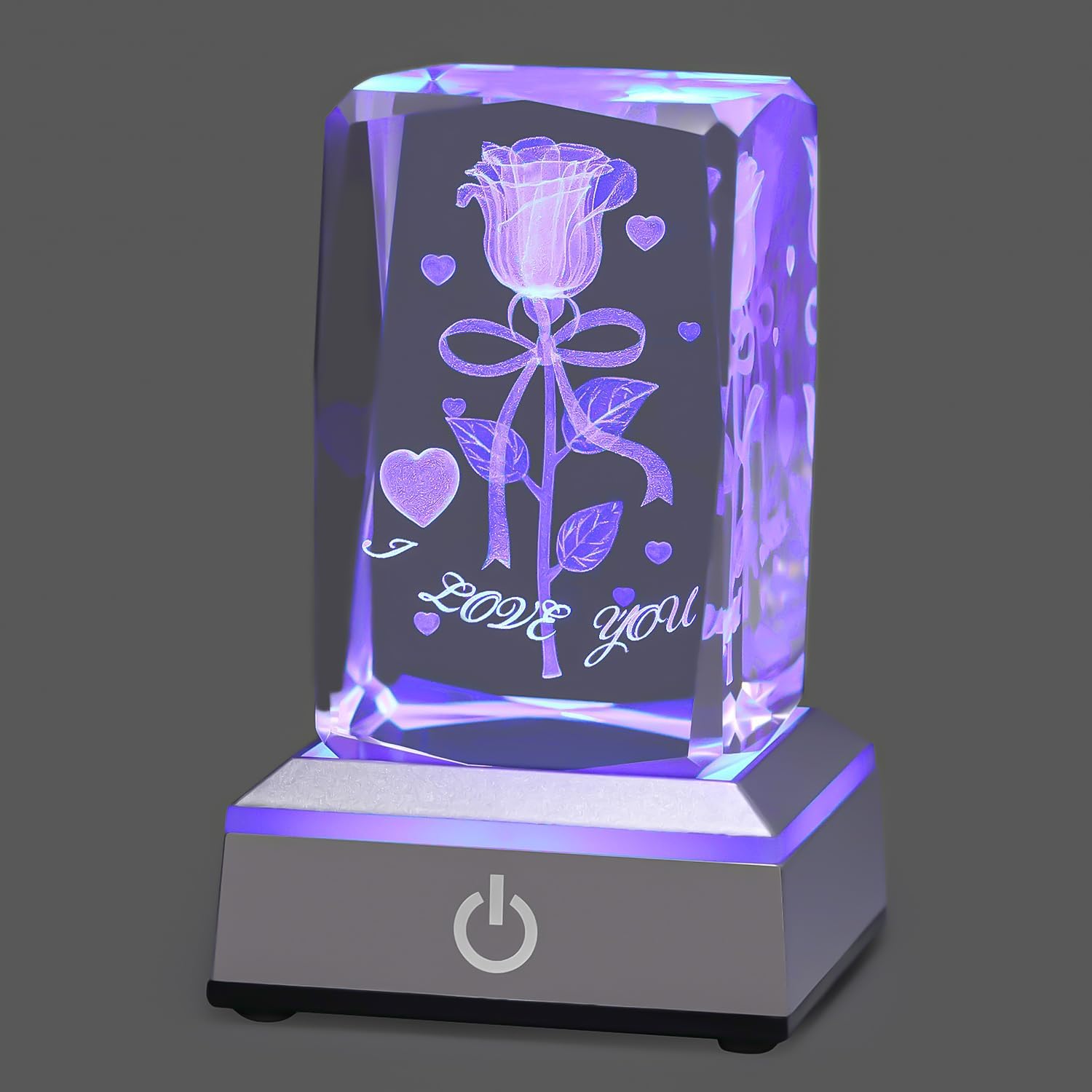 3D Rose Crystal Multicolor Nightlight - I Love You Decolamp - Perfect Valentines Day Gift Ideas for Her My Girlfriend Wife Mom - Unique Anniversary Birthday Presents