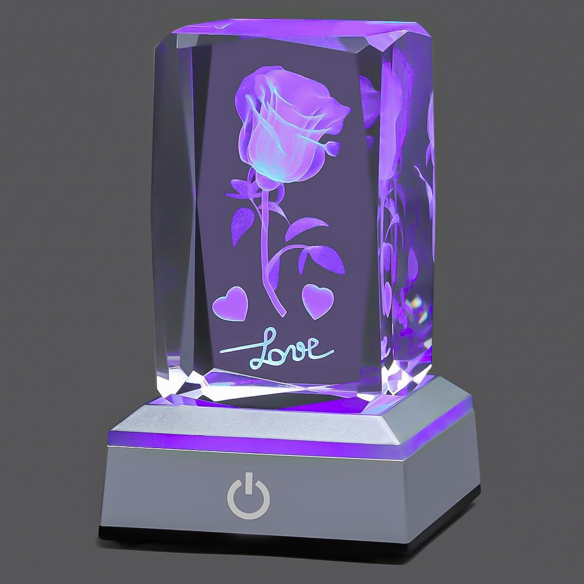 3D Rose Crystal Multicolor Nightlight - I Love You Decolamp - Perfect Valentines Day Gift Ideas for Her My Girlfriend Wife Mom - Unique Anniversary Birthday Presents