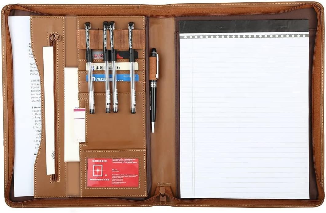 Portfolio A4 PU Leather Conference Folder Document Holder for Office Business Diary Leather Folder for Director