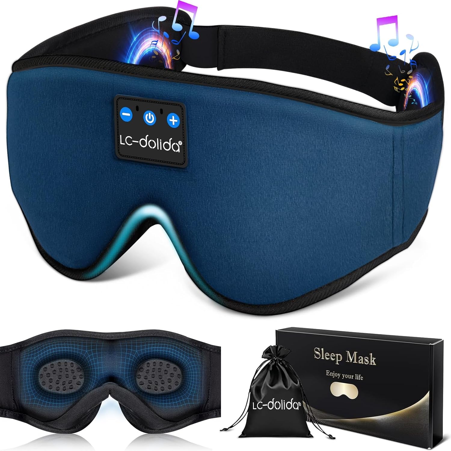 Sleep Mask with Bluetooth Headphones, Sleep Headphones Bluetooth Sleep Mask 3D Sleeping Headphones for Side Sleepers Best Gift and Travel Essential (Classical Purple)