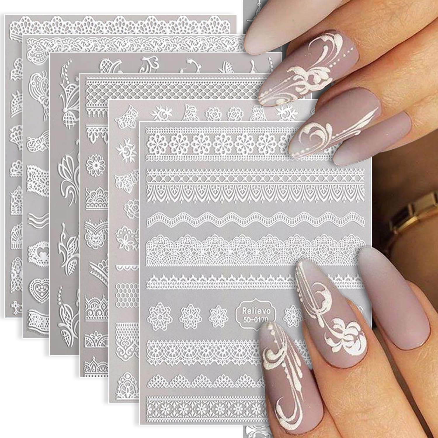 3Pcs Valentine'S Day Nail Art Stickers Decals 5D Engraved Flower Rose Ribbon Sliders for Nail Art Decoration Valentines Day Wedding Embossed Design Accessory (Valentine'S Day)