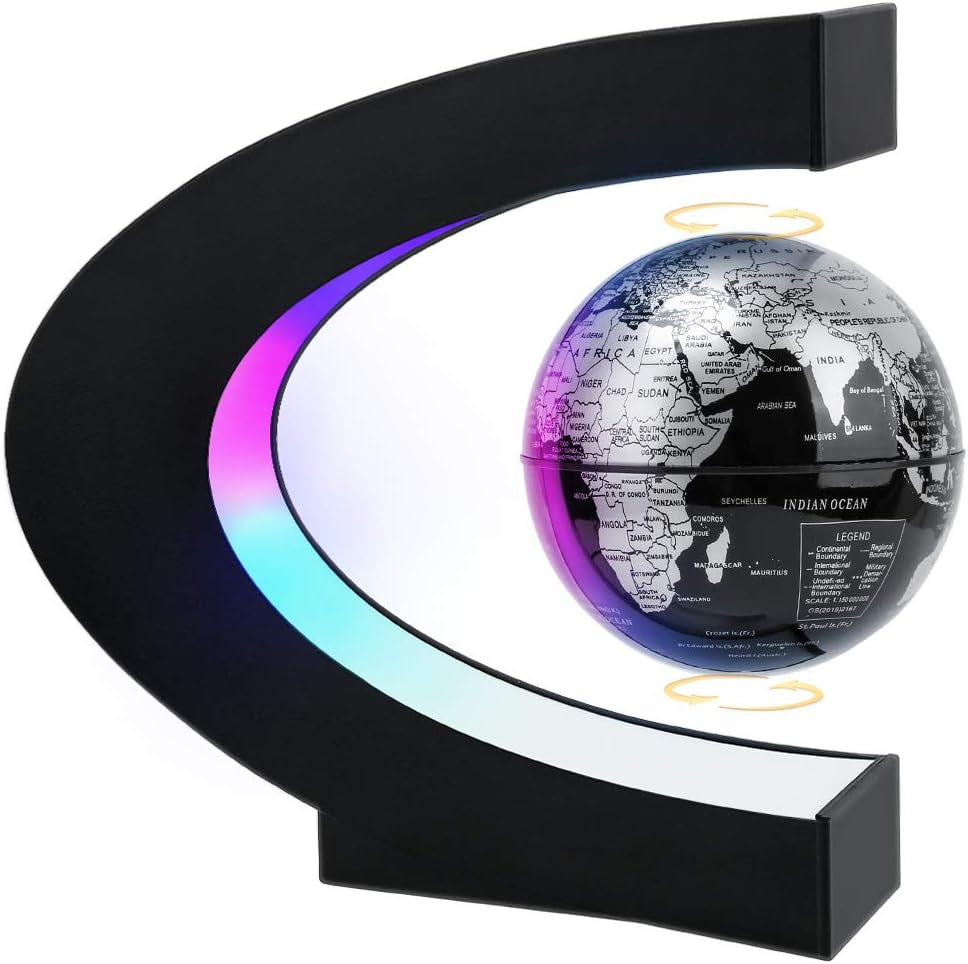 Magnetic Levitating Globe with LED Light, Cool Tech Gift for Men Father Boys and Girls , Birthday Gifts for Kids, Floating Globes World Desk Gadget Decor in Office Home/Display Frame Stand