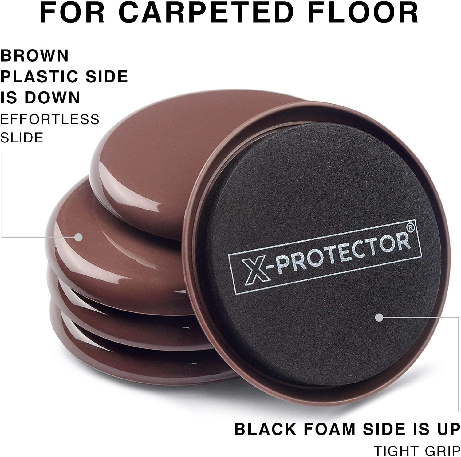 Furniture Sliders for Carpet  - 16 PCS Best Heavy Moving Pads 3 1/2" - Sliders for Furniture. Move Your Furniture Easy with Reusable Furniture Movers Sliders for Carpets!
