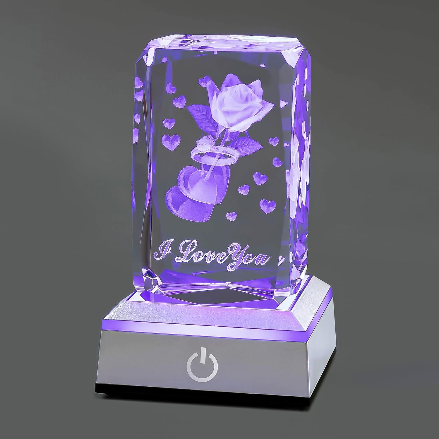 3D Rose Crystal Multicolor Nightlight - I Love You Decolamp - Perfect Valentines Day Gift Ideas for Her My Girlfriend Wife Mom - Unique Anniversary Birthday Presents