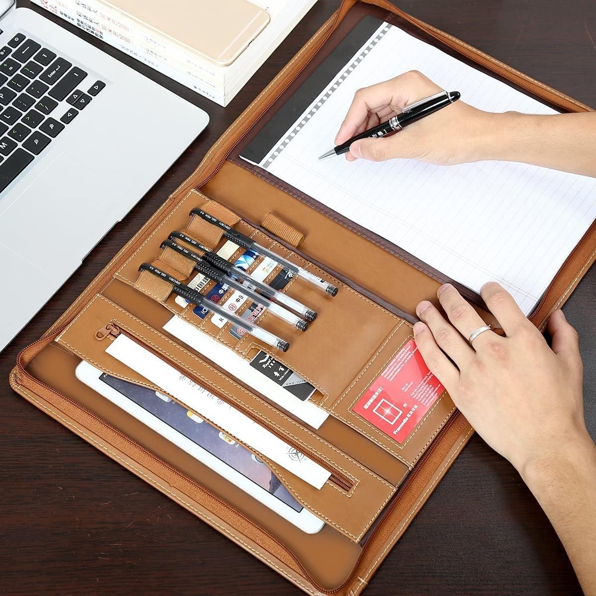 Portfolio A4 PU Leather Conference Folder Document Holder for Office Business Diary Leather Folder for Director