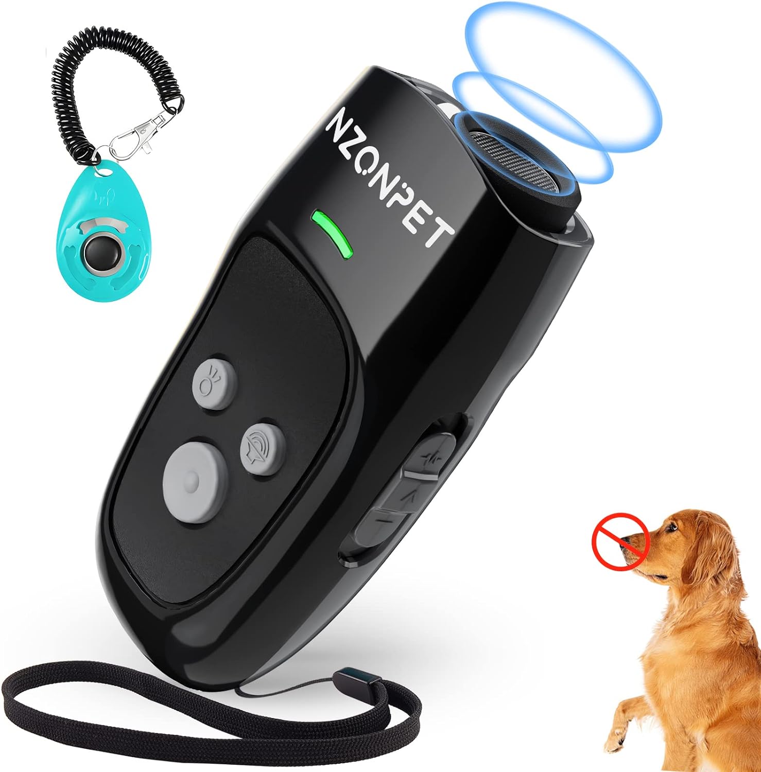anti Barking Device, Ultrasonic Dog Barking Deterrent Devices, Rechargeable 3 Frequency Bark Control Device Effective Control Range of 16.4 Ft with LED Flashlight and Wrist Strap(Black)