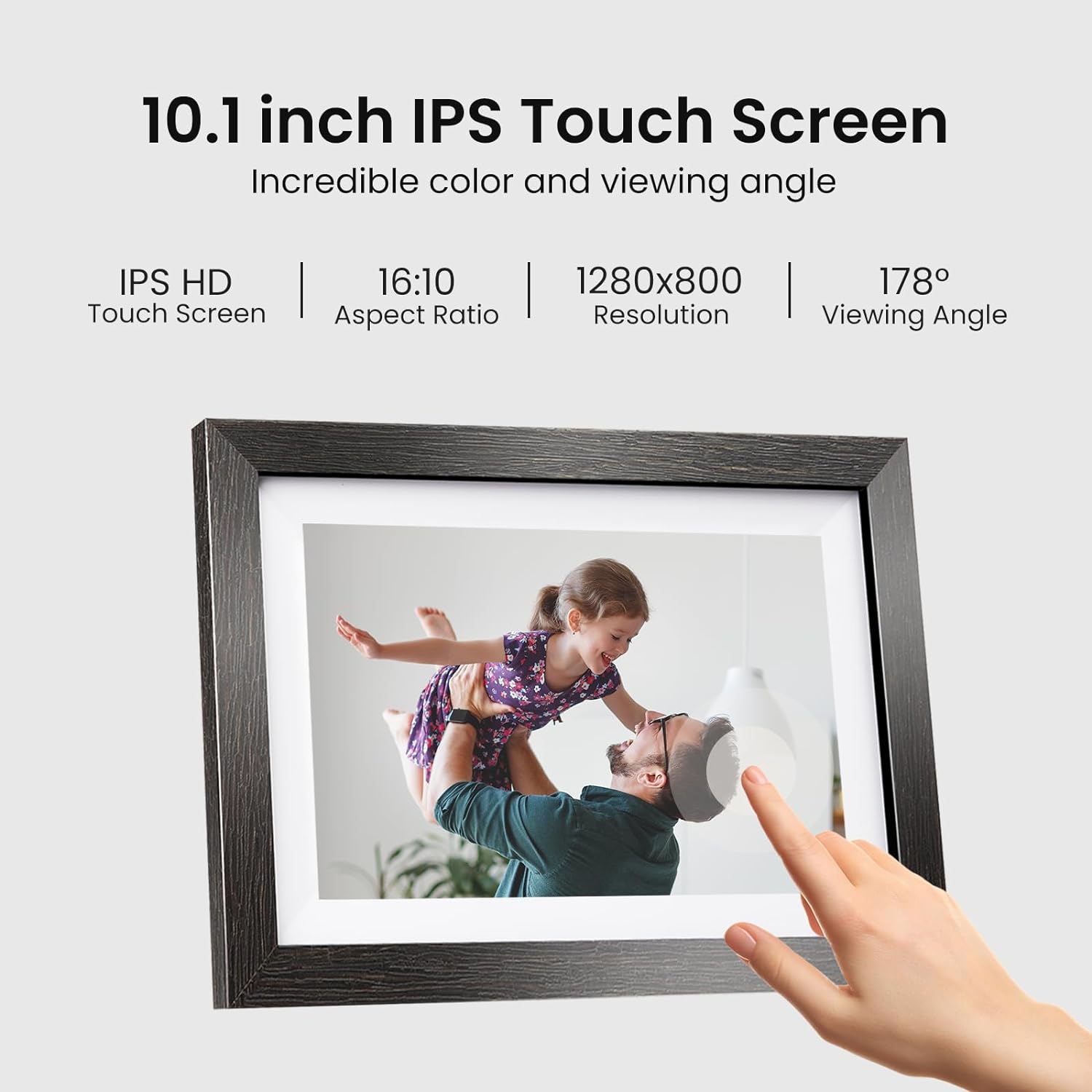 32GB Frameo Digital Picture Frame, 10.1 Inch Wifi Digital Photo Frame, 1280X800 IPS Touch Screen, Send Photos/Videos via Free App from Anywhere(Black)