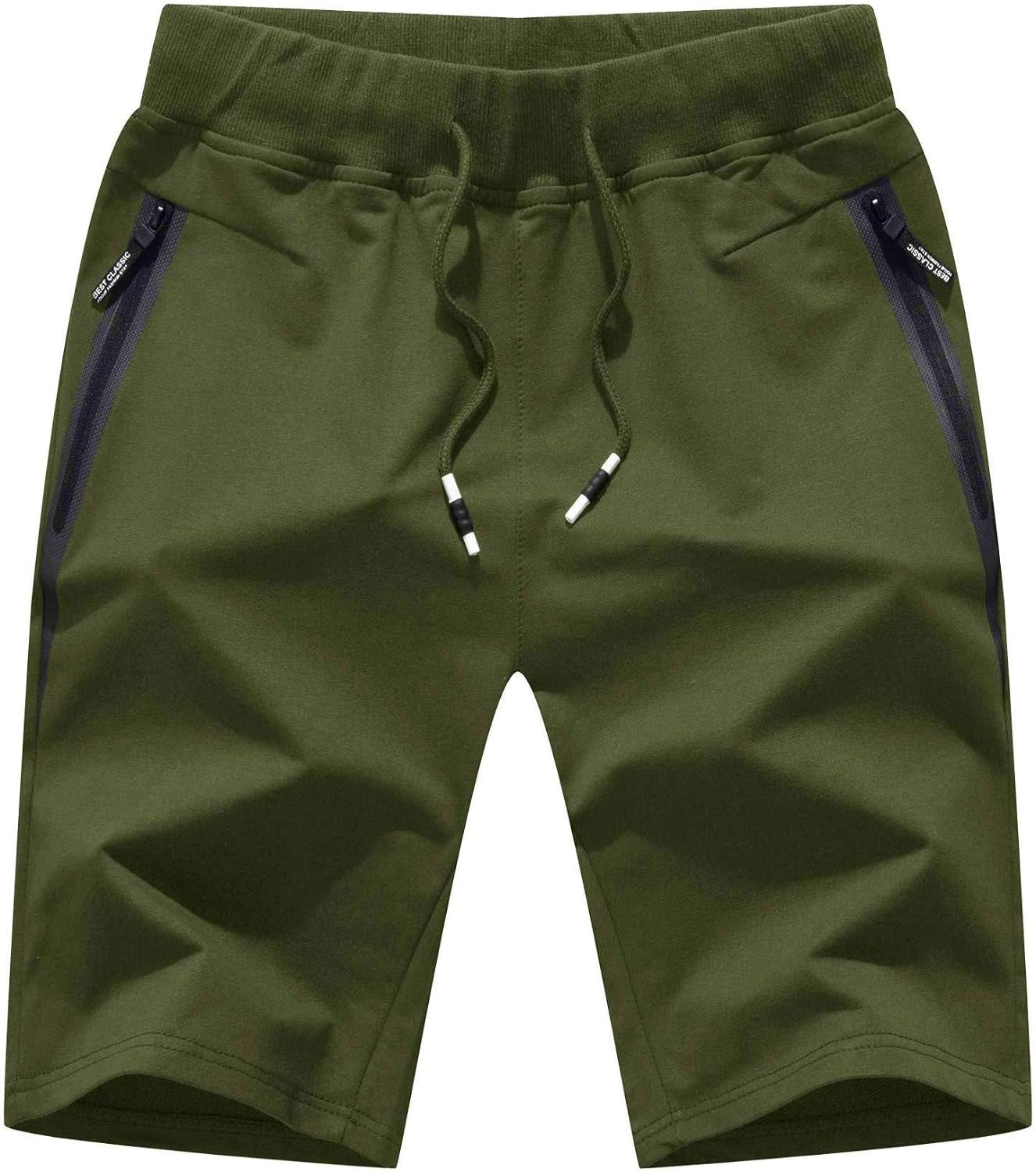 Mens Shorts Casual Workout Drawstring Shorts with Elastic Waist and Zipper Pockets