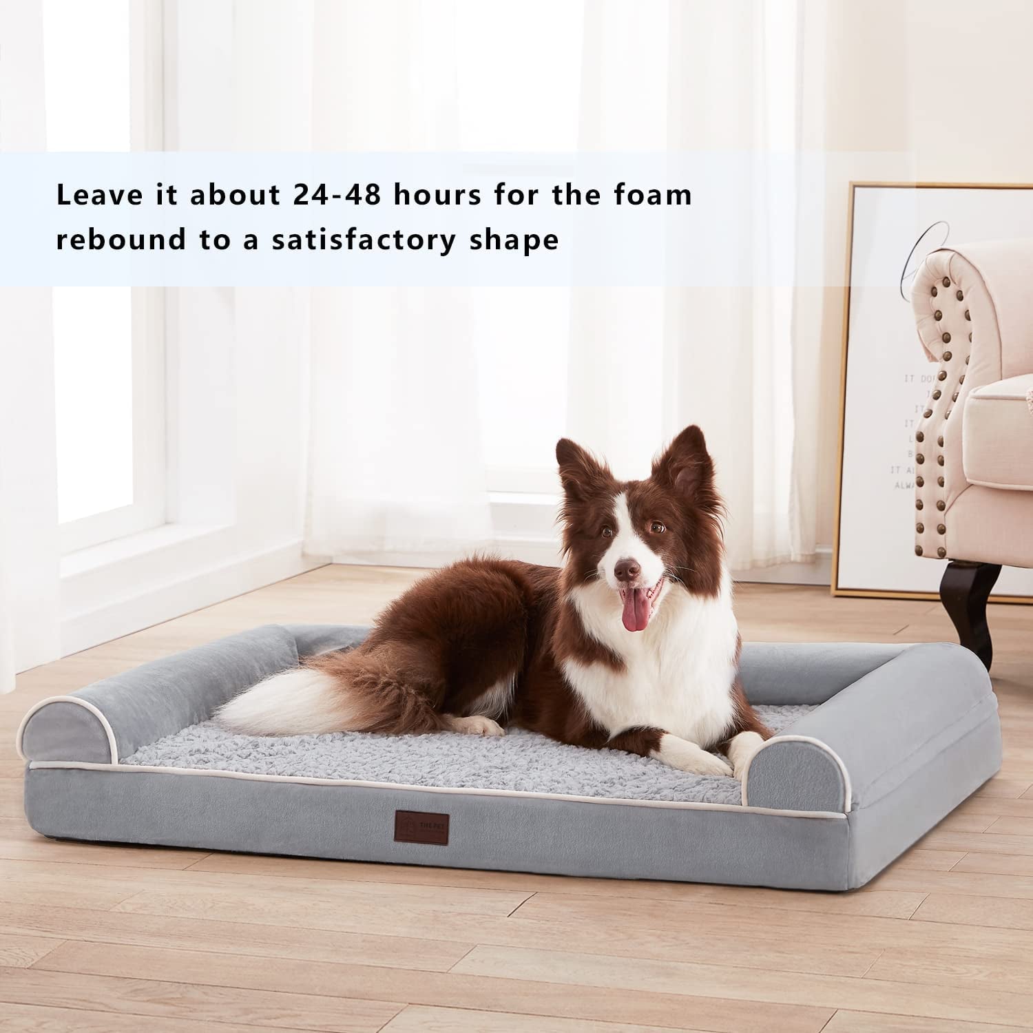 Orthopedic Dog Beds for Large Dogs, Foam Pet Sofa with Waterproof Lining, Removable Washable Cover and Nonskid Bottom, Dog Couch Bed for Comfortable Sleep