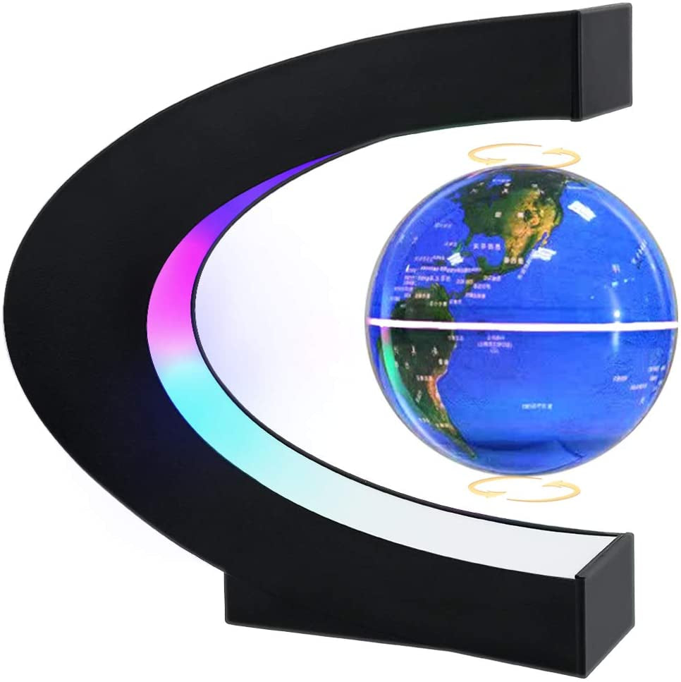 Magnetic Levitating Globe with LED Light, Cool Tech Gift for Men Father Boys and Girls , Birthday Gifts for Kids, Floating Globes World Desk Gadget Decor in Office Home/Display Frame Stand