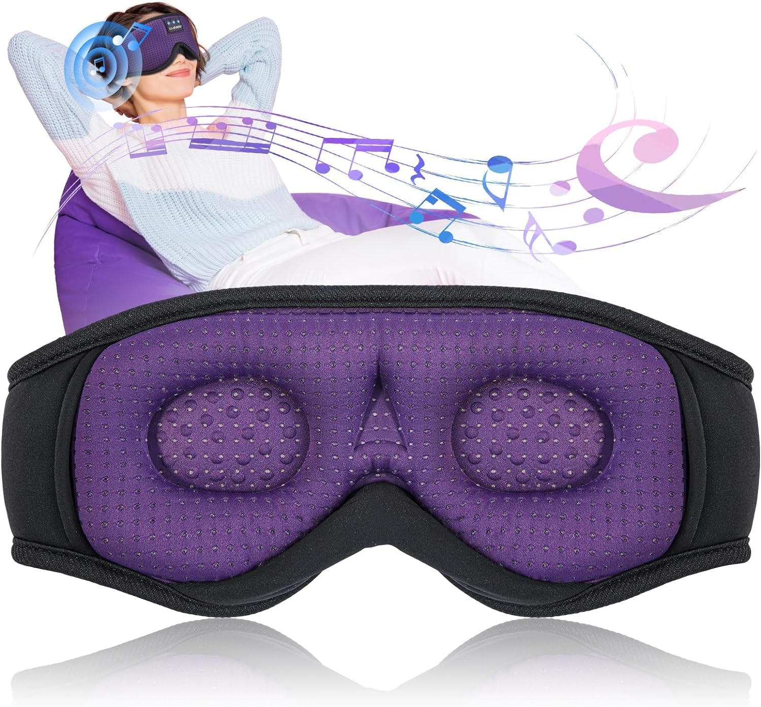 Sleep Mask with Bluetooth Headphones, Sleep Headphones Bluetooth Sleep Mask 3D Sleeping Headphones for Side Sleepers Best Gift and Travel Essential (Classical Purple)