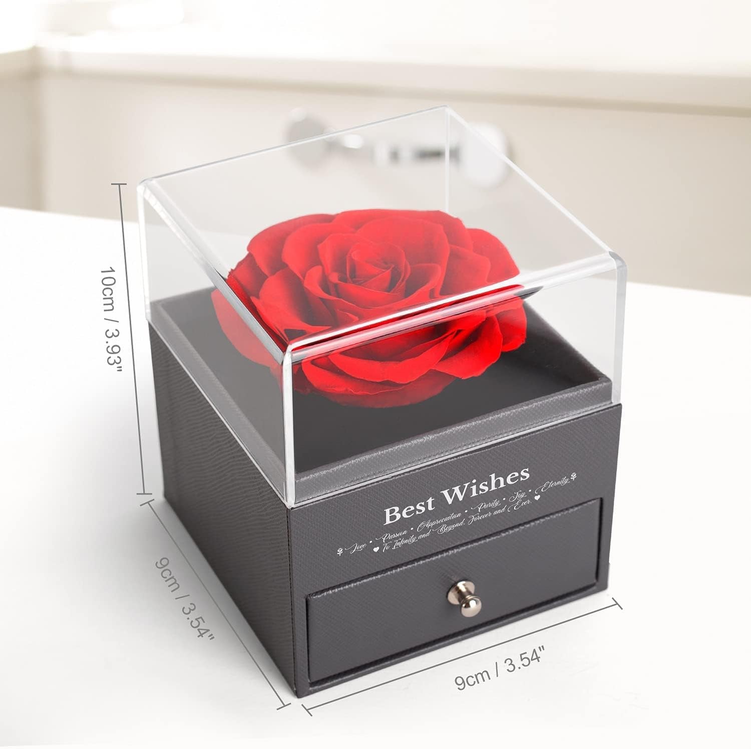 Preserved Real Rose with Dancing Heart Necklace. Birthday Gifts for Women for Her Unique Gifts for Mom Girlfriend Wife Sister. (Red)