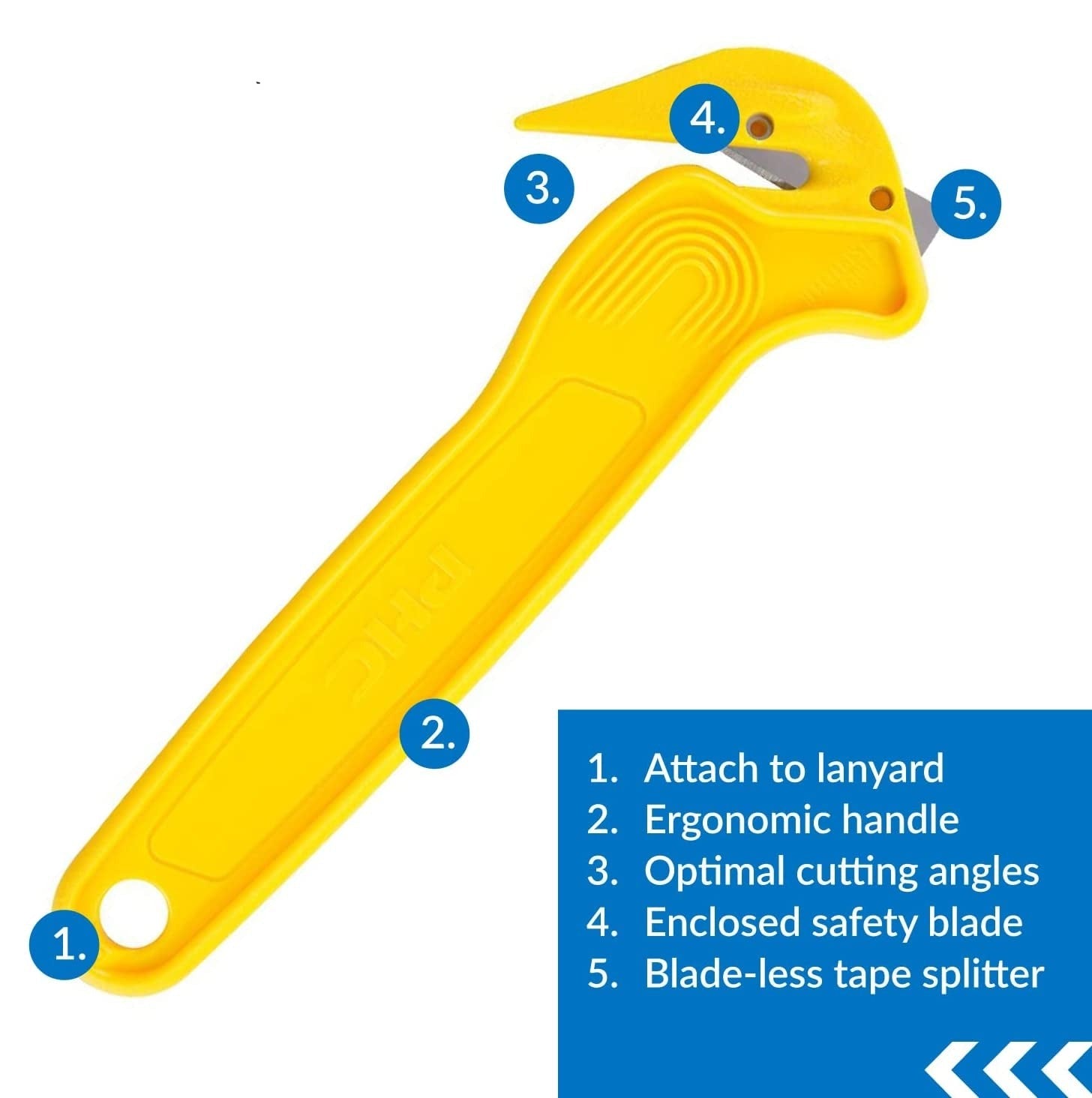 DFC364 Disposable Film Cutter, Sharp & Durable Steel Blade, Safe and Efficient Cutting Design for Shrink Wrap, Stretch Wrap, Tape, and Plastic Straps , Yellow