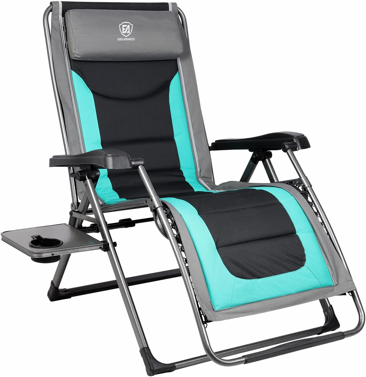 Oversize XL Zero Gravity Recliner Padded Patio Lounger Chair with Adjustable Headrest Support 350Lbs (Green)