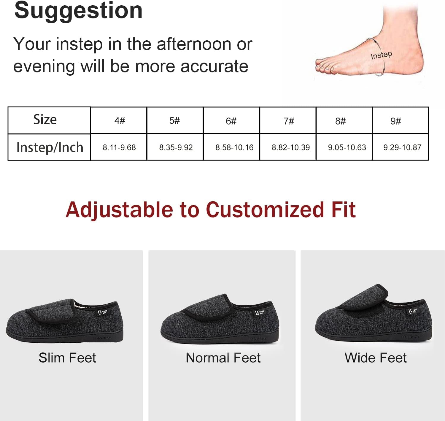 Women'S Adjustable Slippers Non Slip Wide House Shoes Indoor Outdoor Diabetic Swollen Feet