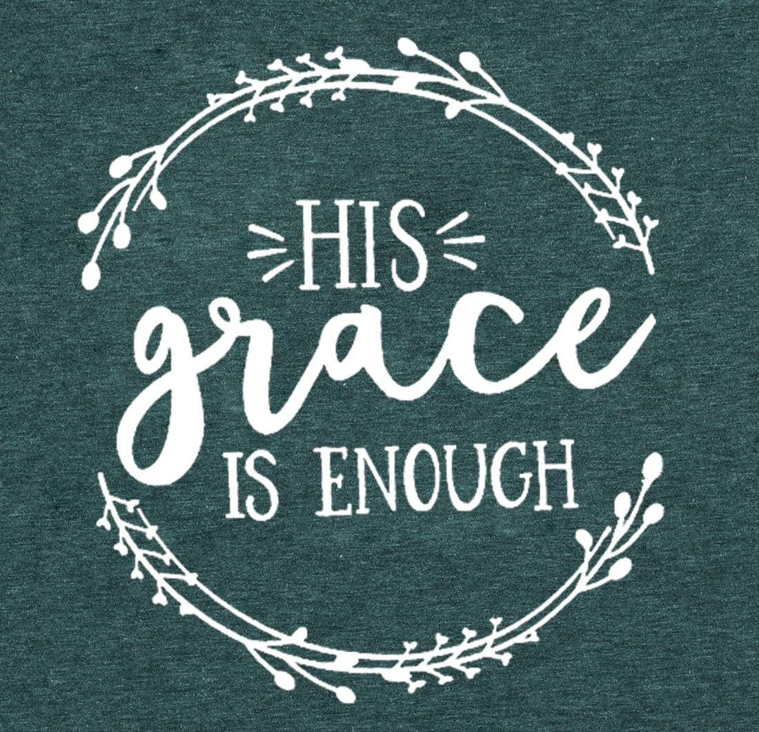 Christian Shirts for Women His Grace Is Enough T Shirt Easter Jesus Short Sleeve Casual Tee Tops