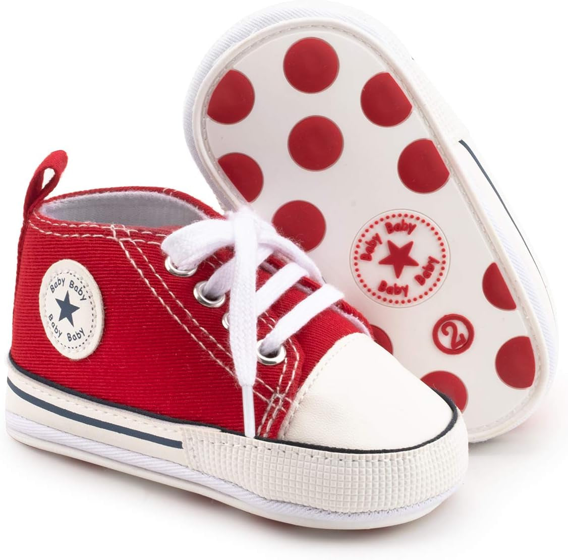 Unisex Baby Boy Girl Canvas Sneaker Soft Sole Infant Lace up Newborn Ankle Toddler First Walkers Crib Shoes
