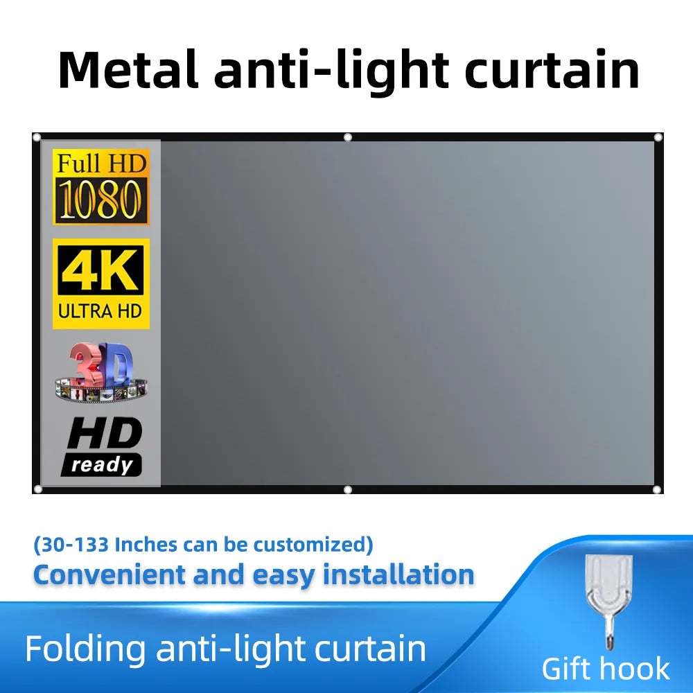 Projector Screen 16:9 Metal anti Light Curtain Reflective Fabric Cloth for YG300 XGIMI H3 HALO Mogo Xiaomi DLP Projector