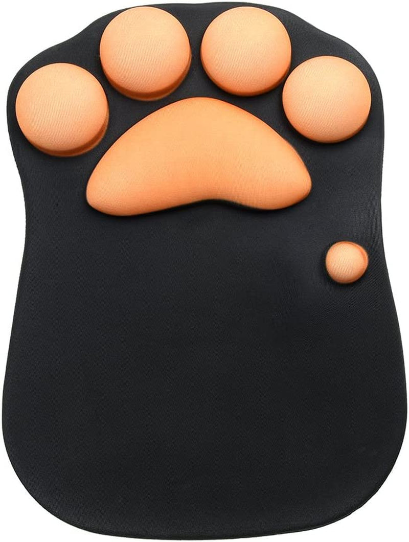 Cat Paw Mouse Pad with Wrist Support Soft Silicone Wrist Rests Non Slip Ergonomic Mousepad for Office Computer Gaming Desk Decor (10.7X7.8X0.9'') (Black)