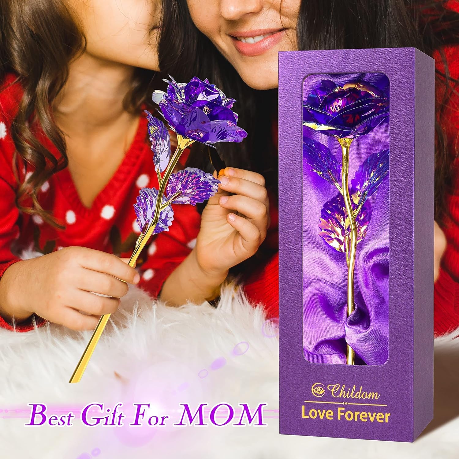 Mom Birthday Gifts for Women, Rose Flower Gifts for Her,Women Gifts for Christmas, Christmas Purple Rose Flower Gift,Mom Gifts for Mothers, Wife,Teen Girls,Grandma,Anniversary