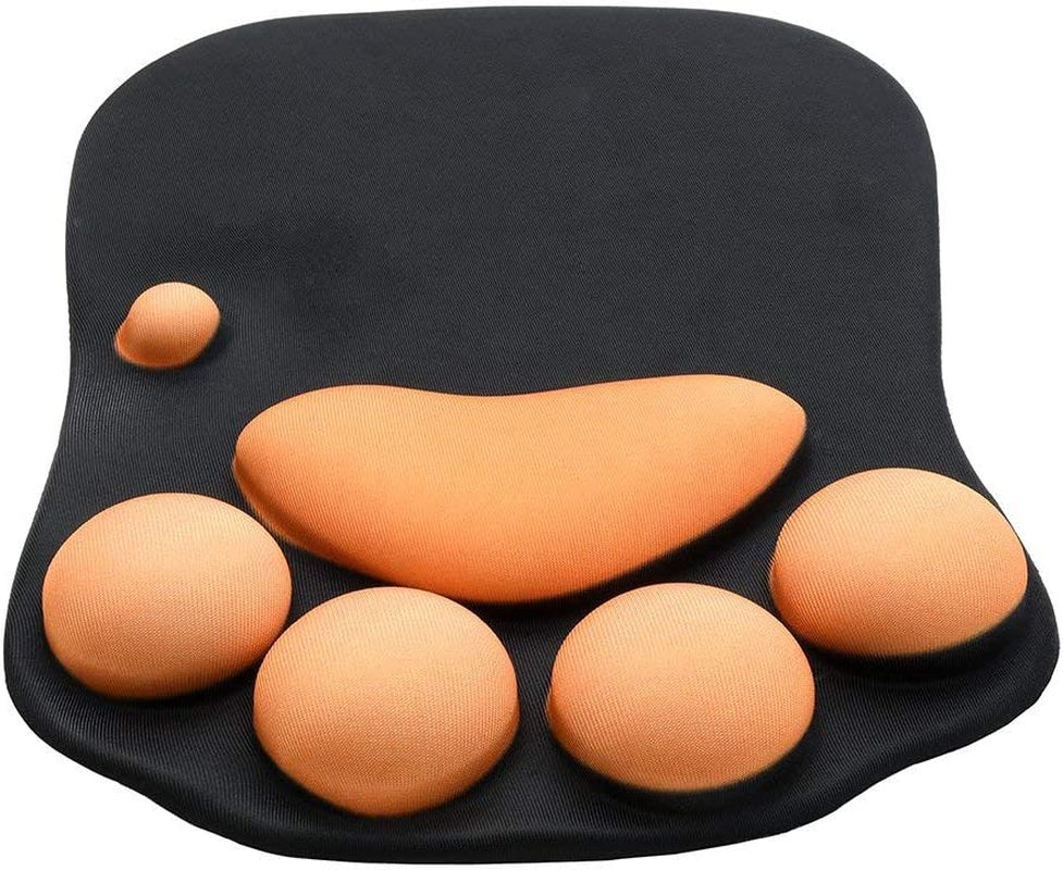 Cat Paw Mouse Pad with Wrist Support Soft Silicone Wrist Rests Non Slip Ergonomic Mousepad for Office Computer Gaming Desk Decor (10.7X7.8X0.9'') (Black)