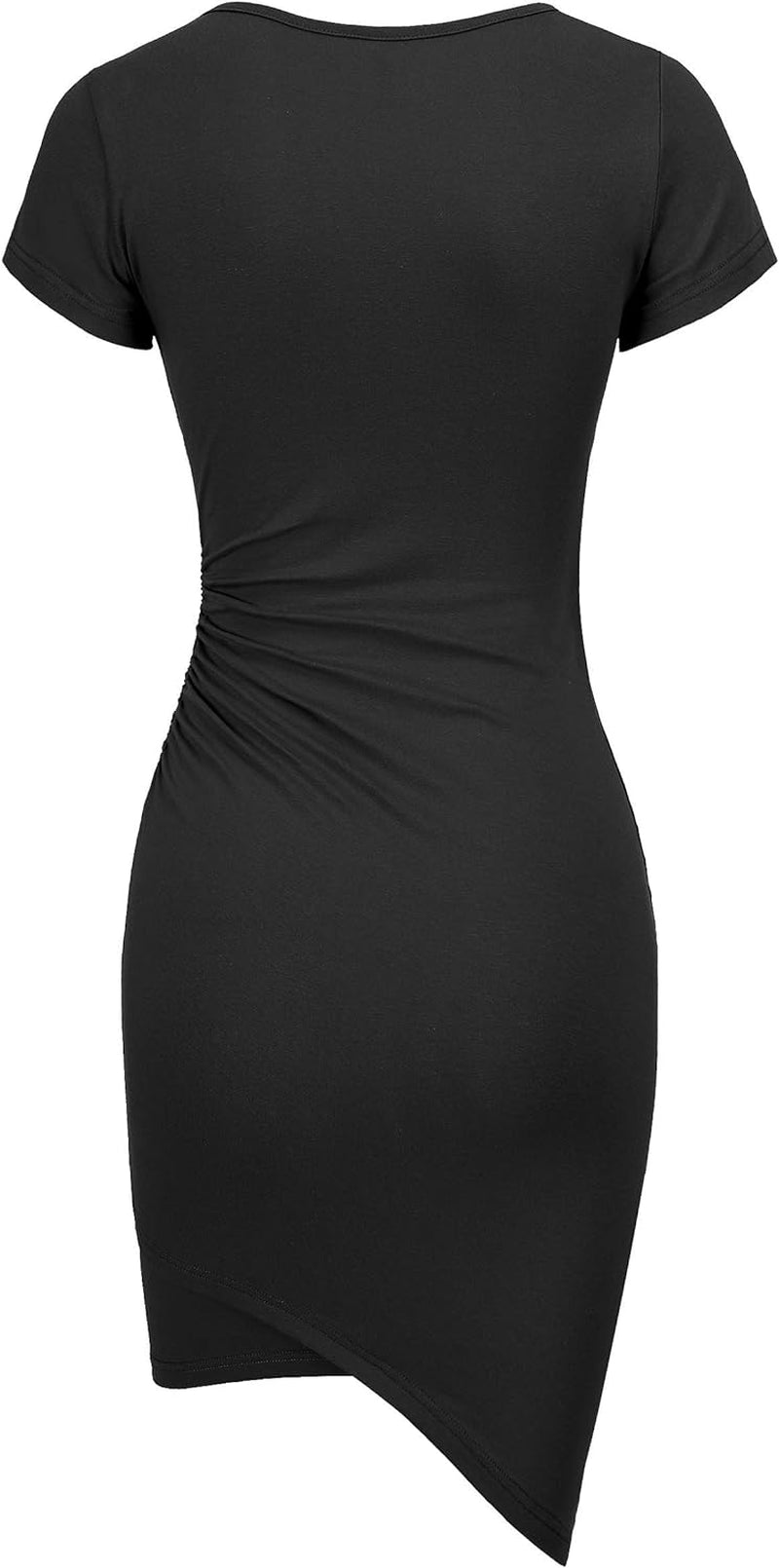 Women'S Summer Short Sleeve Fitted Ruched Bodycon Irregular Mini Sheath Dress