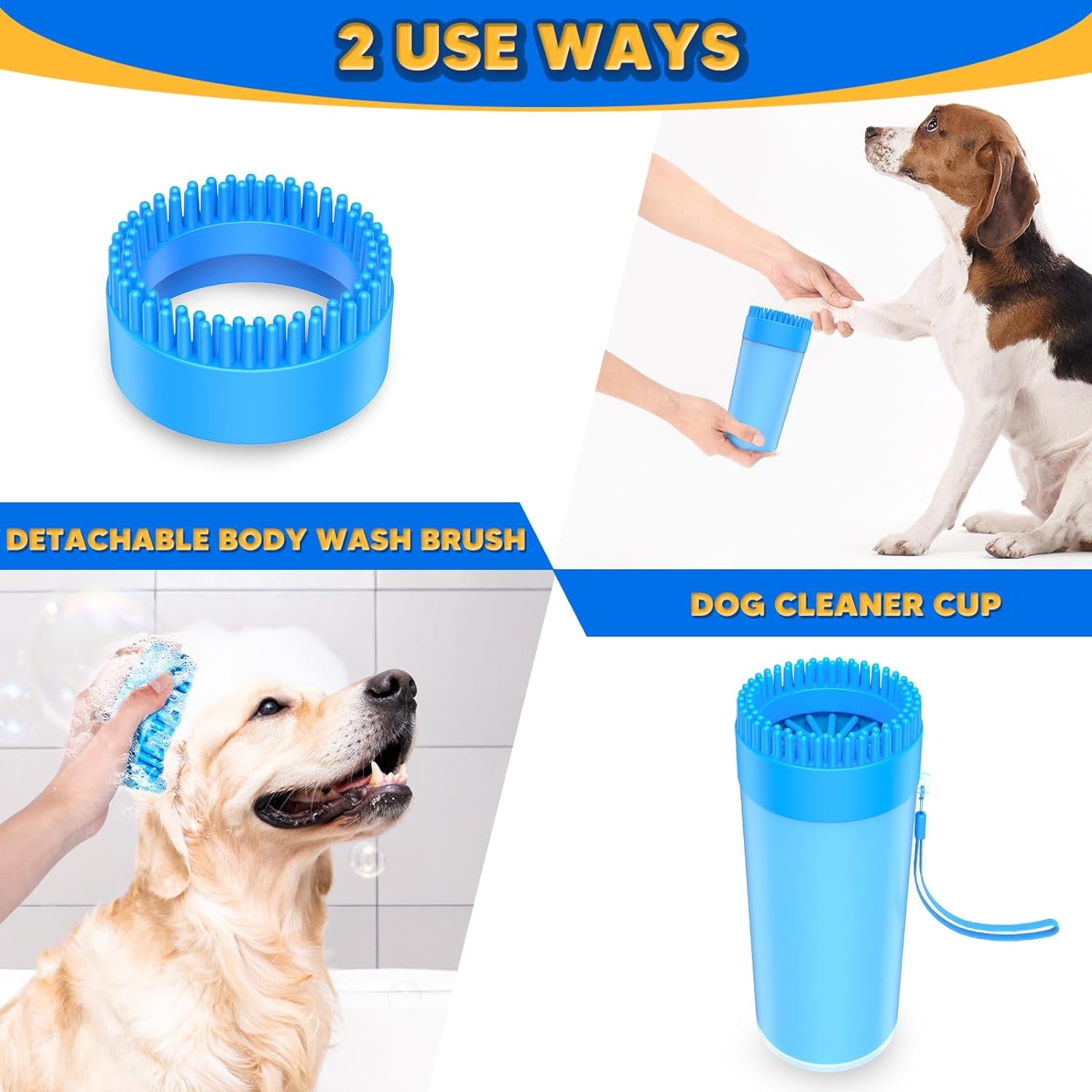 Dog Paw Cleaner,Upgrade 2 in 1 Portable Dog Paw Washer,Buddy Muddy Pet Foot Cleaner for Medium Large Breed Dogs Cats (With Absorbent Towel)