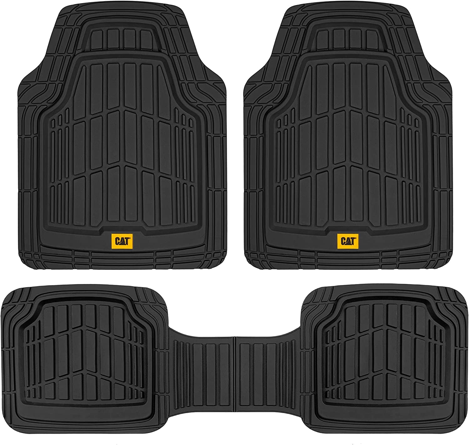 ® Toughride™ Heavy-Duty 4 Piece Rubber All Season Floor Mats for Car Truck Van SUV, Black - Premium Trim to Fit Car Floor Mat, All Weather Deep Dish Automotive Floor Mats, Total Dirt Protection