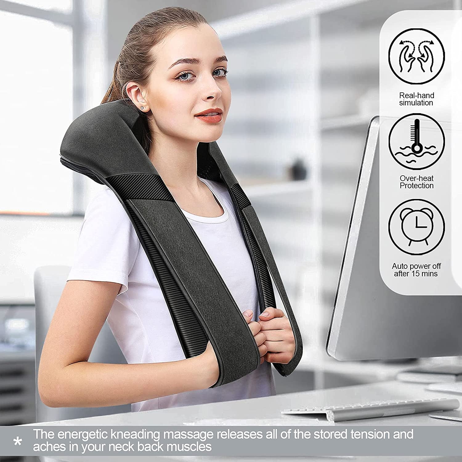 Neck Massager, Back Massager with Heat, Electric Shoulder Massager, Shiatsu Back Neck Massager Relief Back Pain, Neck Pain, Back and Neck Massager Birthday Gifts