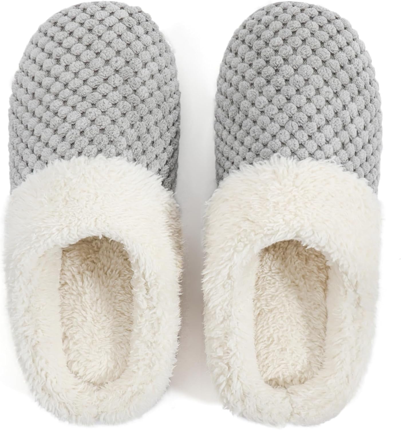 Women'S Lamb-Hug Comfy Fleece House Slippers Memory Foam, Slip-On House Shoes Indoor Outdoor