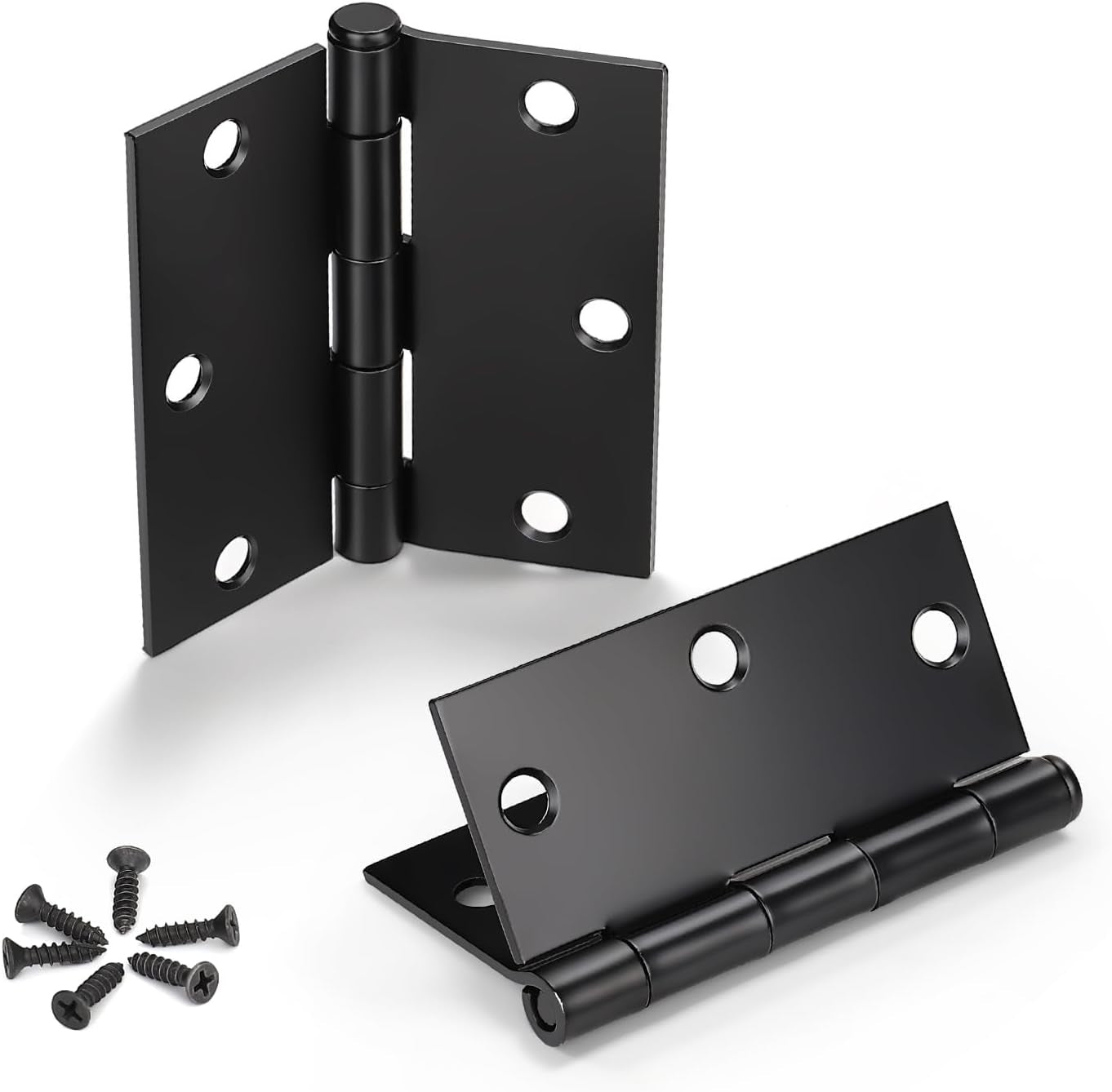 48 Pack Matte Black Door Hinges 3.5" X 3.5" Inch with Square Corners for Interior Door and Exterior Door Use