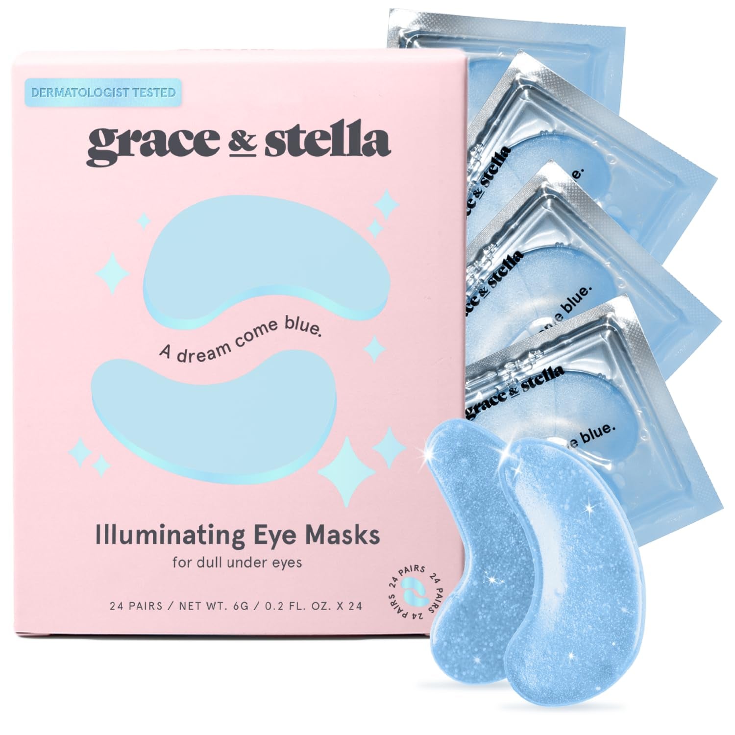 Under Eye Mask (Gold, 24 Pairs) Reduce Dark Circles, Puffy Eyes, Undereye Bags, Wrinkles - Gel under Eye Patches, Vegan Cruelty-Free Self Care by Grace and Stella