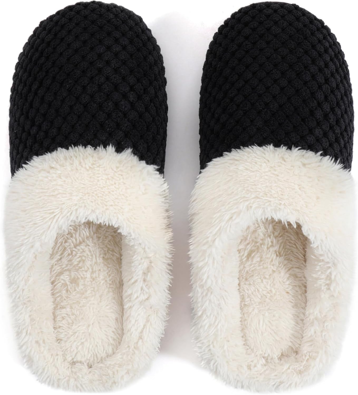 Women'S Lamb-Hug Comfy Fleece House Slippers Memory Foam, Slip-On House Shoes Indoor Outdoor