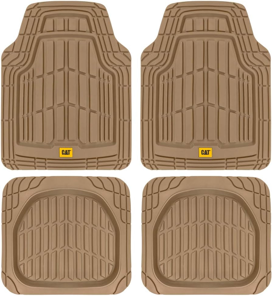 ® Toughride™ Heavy-Duty 4 Piece Rubber All Season Floor Mats for Car Truck Van SUV, Black - Premium Trim to Fit Car Floor Mat, All Weather Deep Dish Automotive Floor Mats, Total Dirt Protection